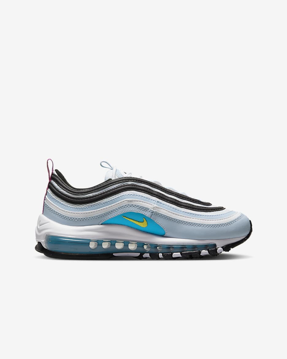 Nike Air Max 97 Older Kids' Shoes - Blue Whisper/White/Blue Lightning/Opti Yellow