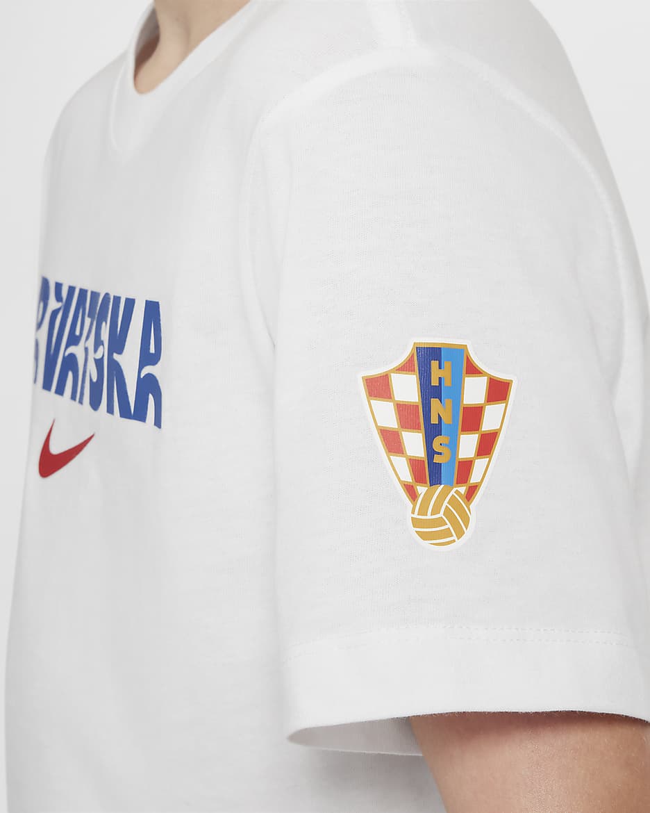 Croatia Crest Older Kids' Nike Football T-Shirt - White/University Red