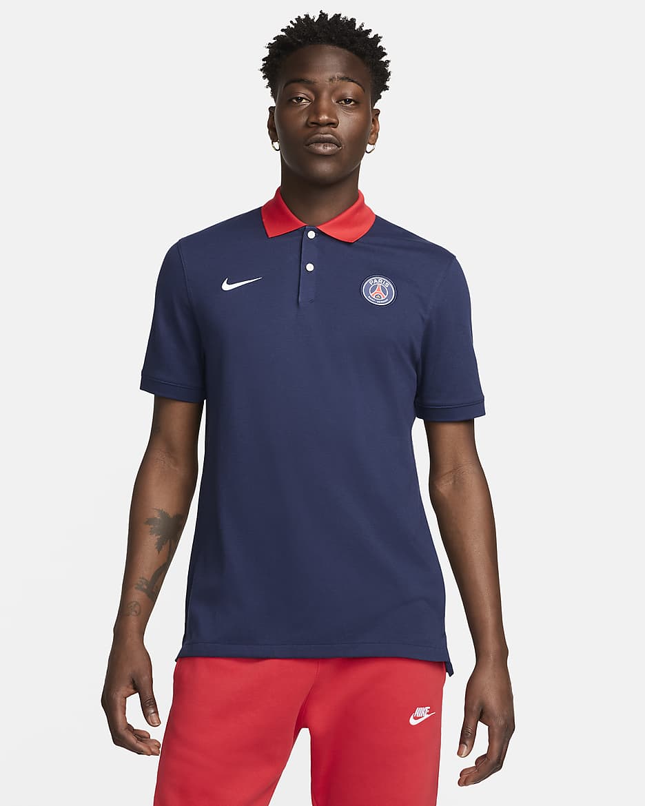 Paris Saint-Germain The Nike Polo Men's Nike Dri-FIT Soccer Polo - Midnight Navy/University Red/White