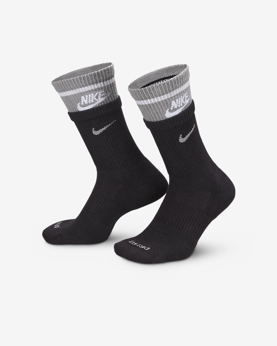 Calcetas acolchadas (1 par) Nike Everyday Plus - Negro/Gris partícula/Blanco