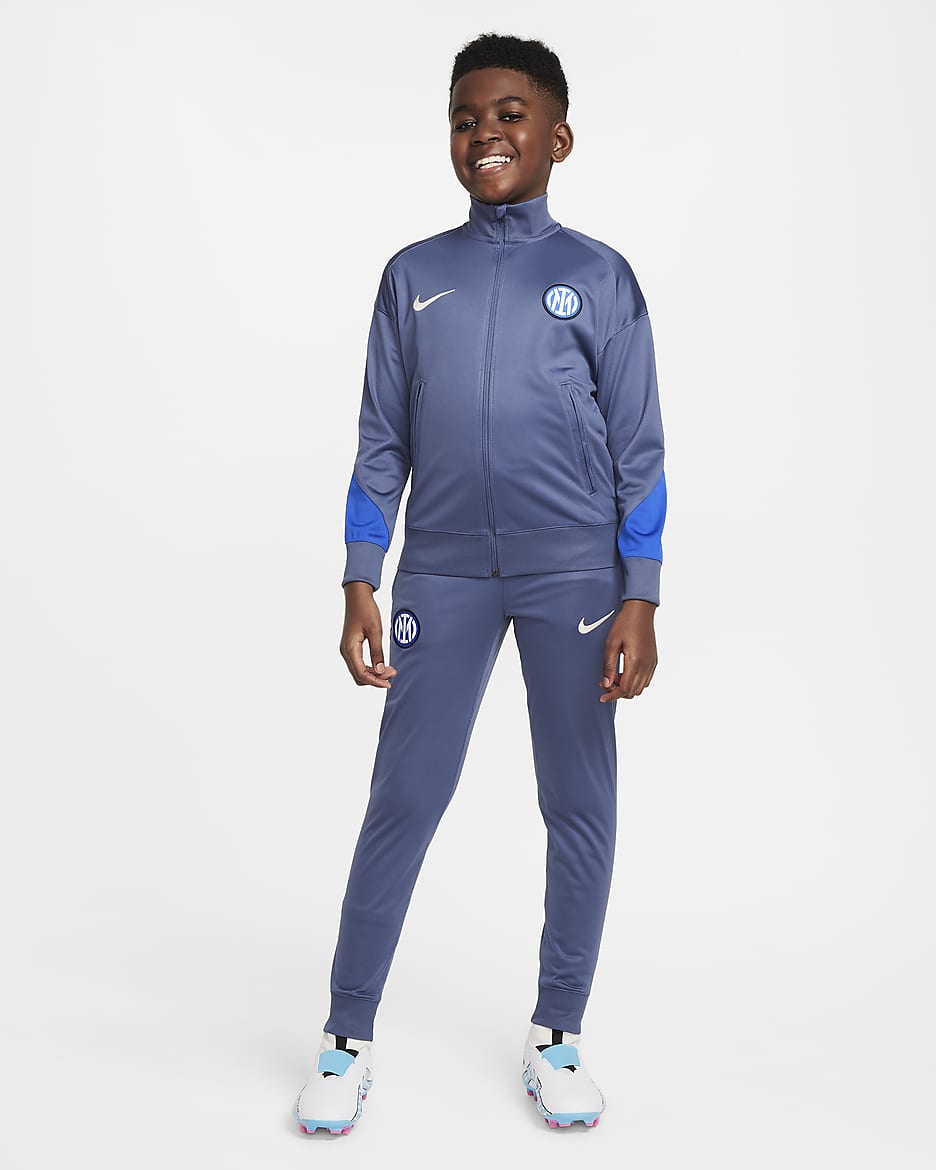 Survêtement de foot en maille Nike Dri-FIT Inter Milan Strike pour ado - Diffused Blue/Lyon Blue/Sanddrift