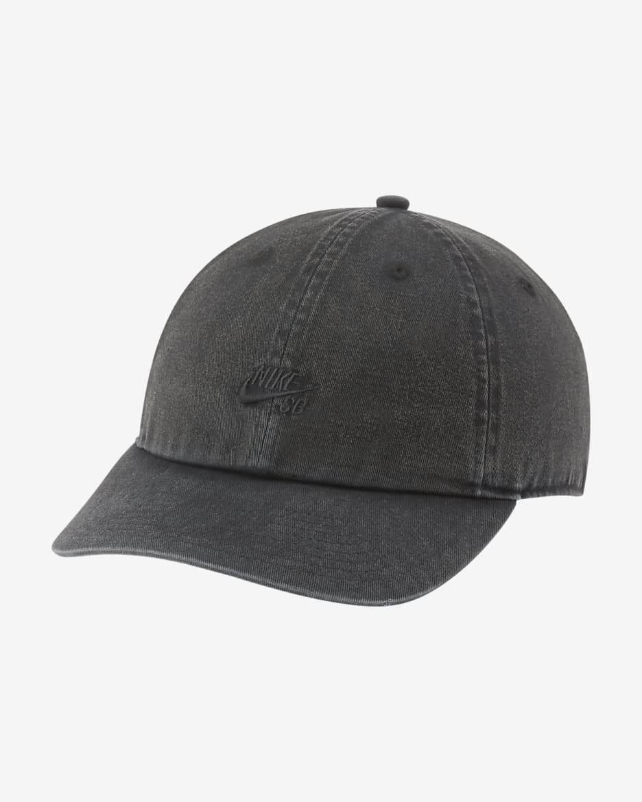 Nike SB Heritage86 Washed Skate Hat - Black/Black