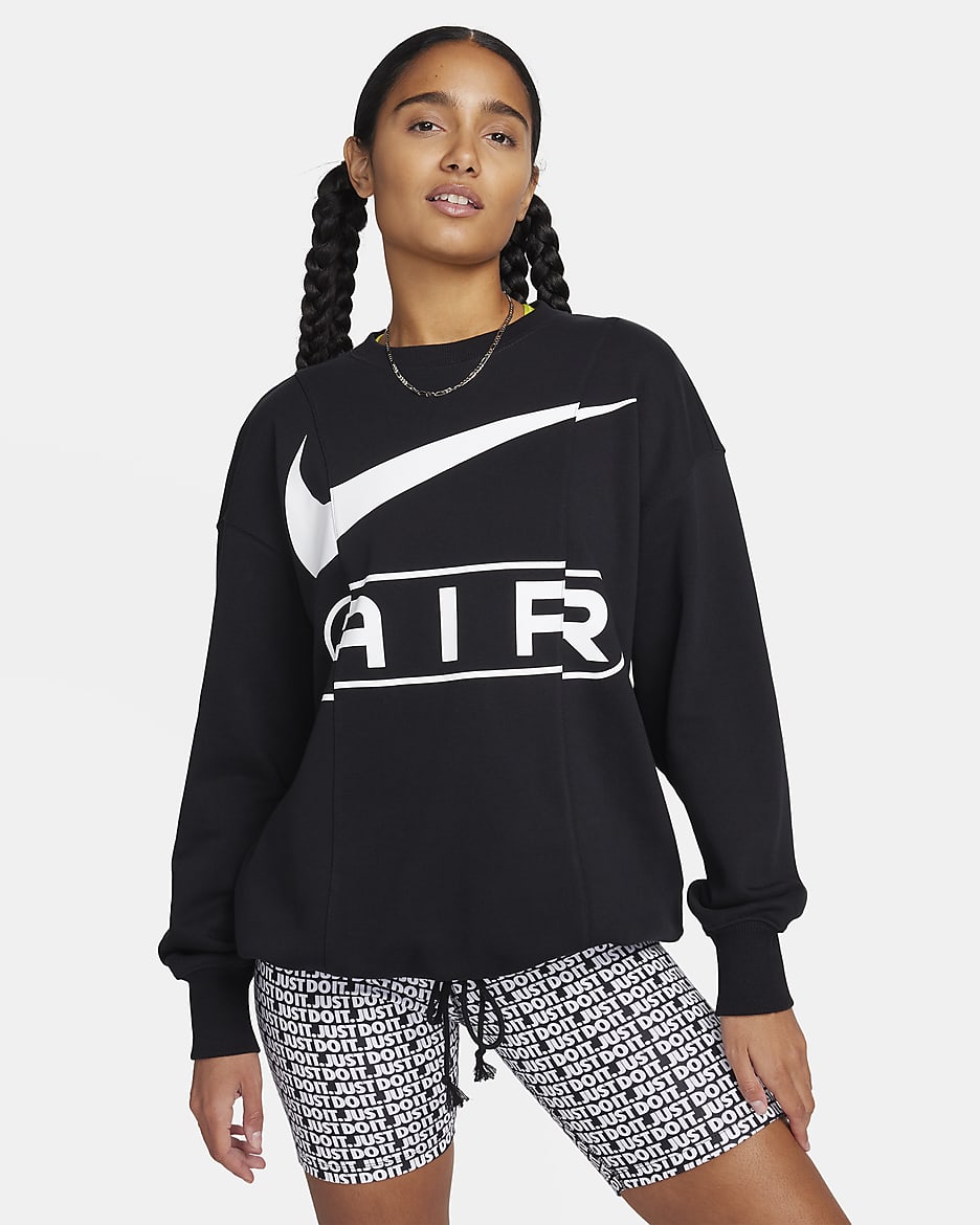 Nike Air Women's Over-Oversized Crew-Neck French Terry Sweatshirt - Black/White