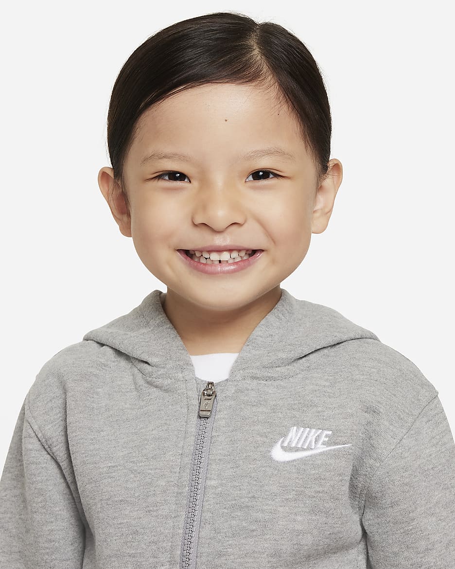 Sudadera con gorro de cierre completo para niño pequeño Nike Sportswear Club Fleece - Gris claro jaspeado