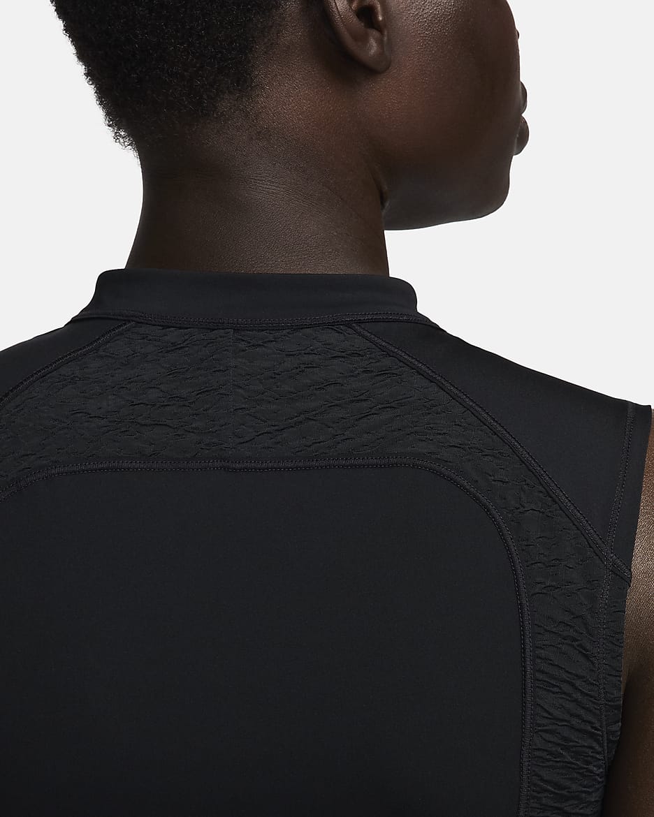 Nike Trail Dri-FIT hardlooptanktop met korte rits voor dames - Zwart/Zwart/Dark Smoke Grey