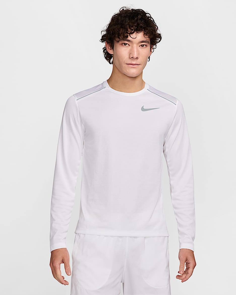 ナイキ Dri-FIT マイラー メンズ ロングスリーブ ランニングトップ - ホワイト