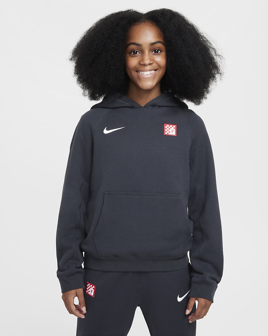 Sudadera de fútbol con gorro sin cierre Nike para niños talla grande Liverpool FC alternativa - Gris humo oscuro/Blanco