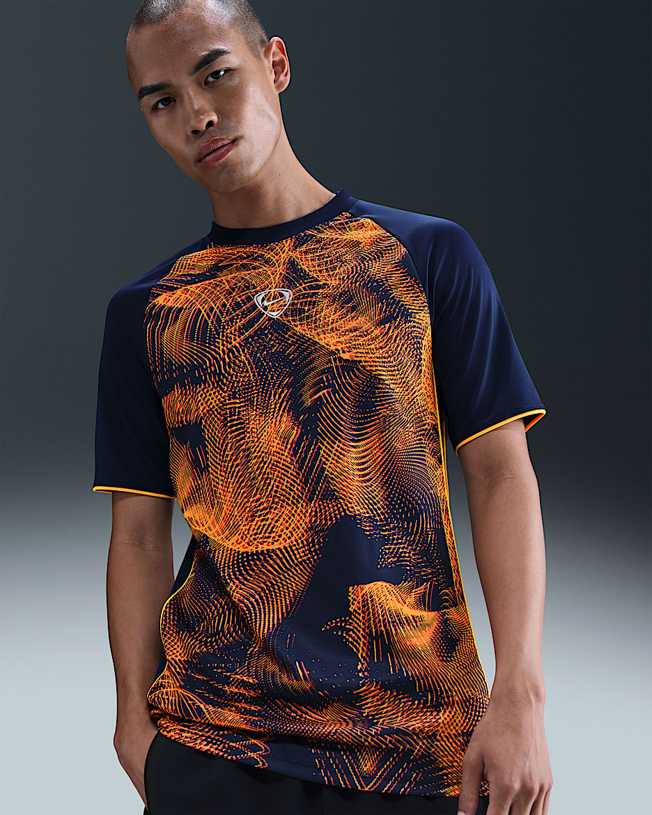 ナイキ アカデミー+ メンズ Dri-FIT ショートスリーブ サッカートップ - ブルーボイド/レーザーオレンジ/レーザーオレンジ/ホワイト