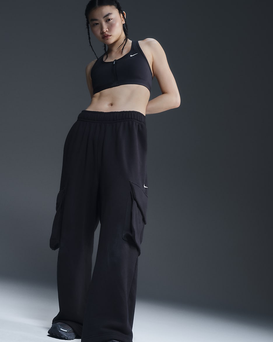 Nike Sportswear Women's Low-Rise Oversized French Terry Open-Hem Pants - Black/Sail