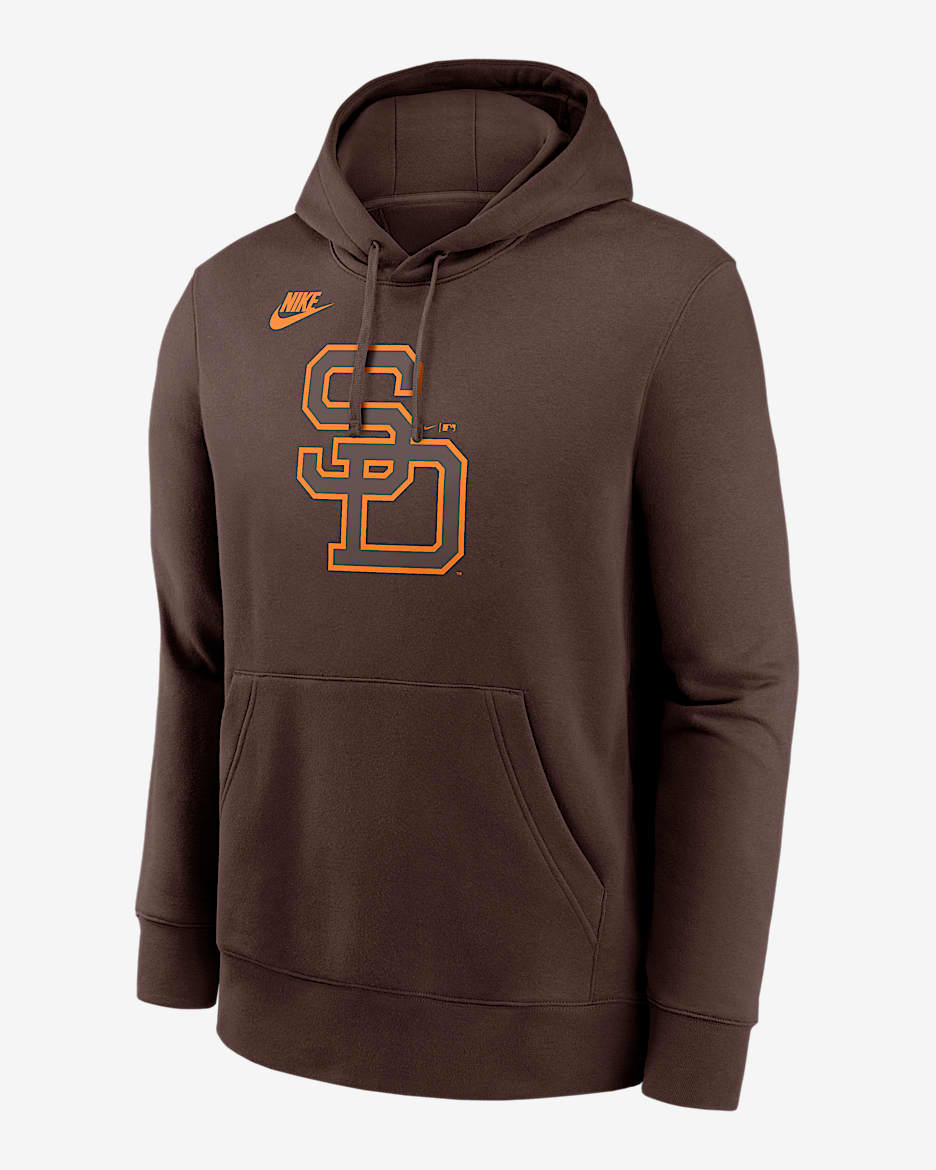 Sudadera con gorro sin cierre Nike de la MLB para hombre San Diego Padres Cooperstown Logo Club - Marrón