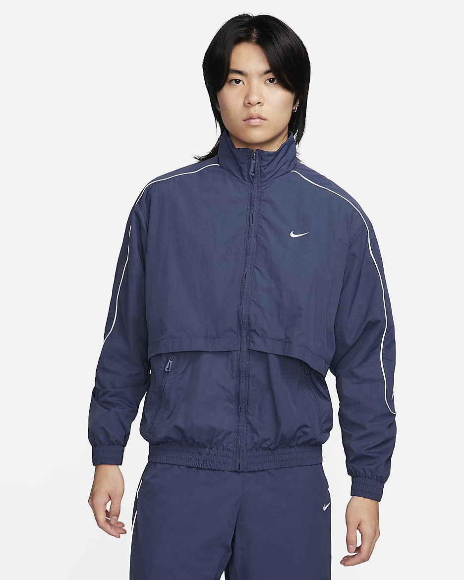 Nike Sportswear Solo Swoosh Men's Woven Track Jacket - Thunder Blue/White