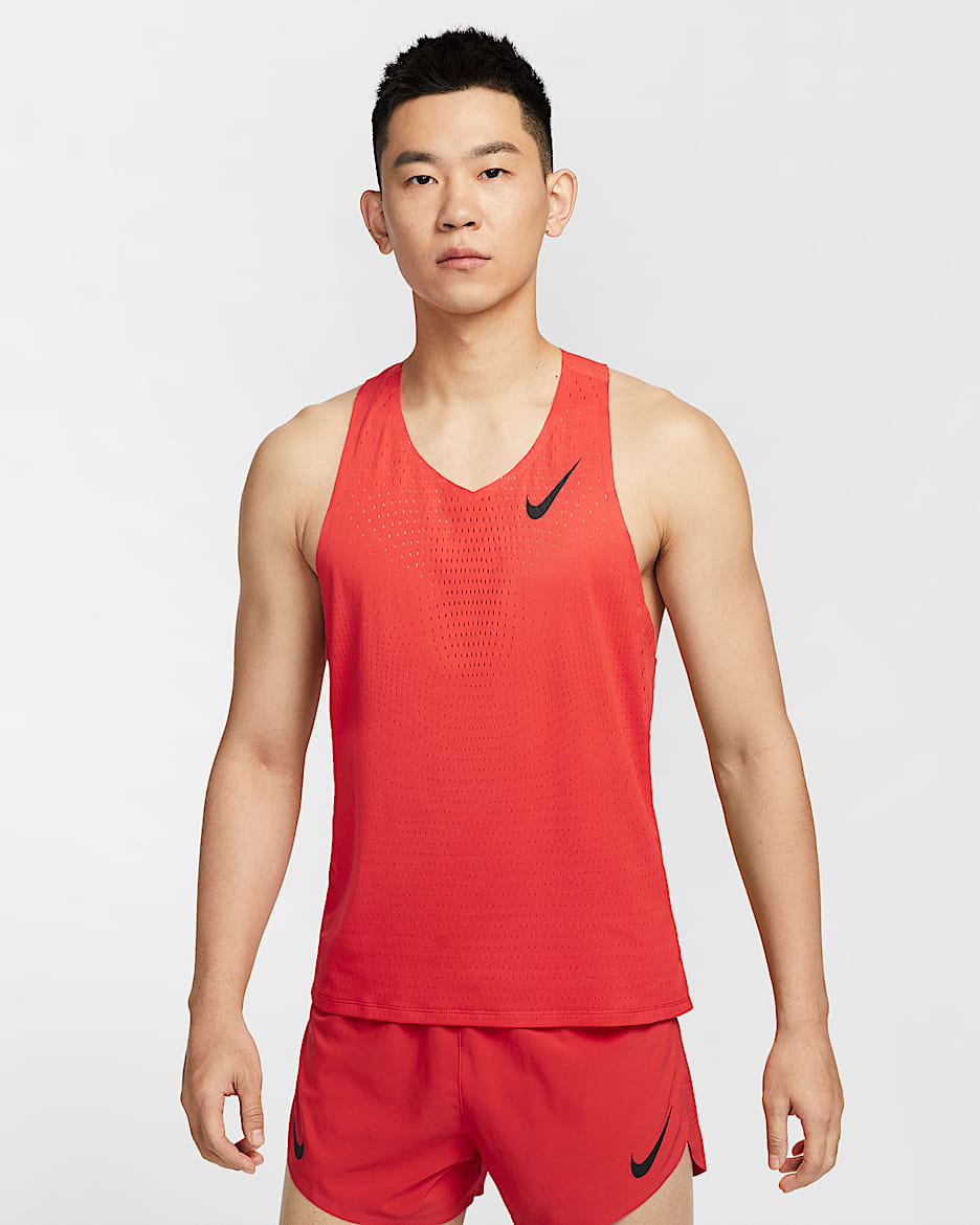 ナイキ エアロスイフト メンズ Dri-FIT ADV ランニングシングレット - ライトクリムゾン/ブラック