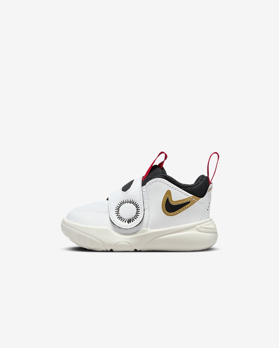 Nike Team Hustle D 11 Baby/Toddler Shoes - White/Metallic Gold/University Red/Black