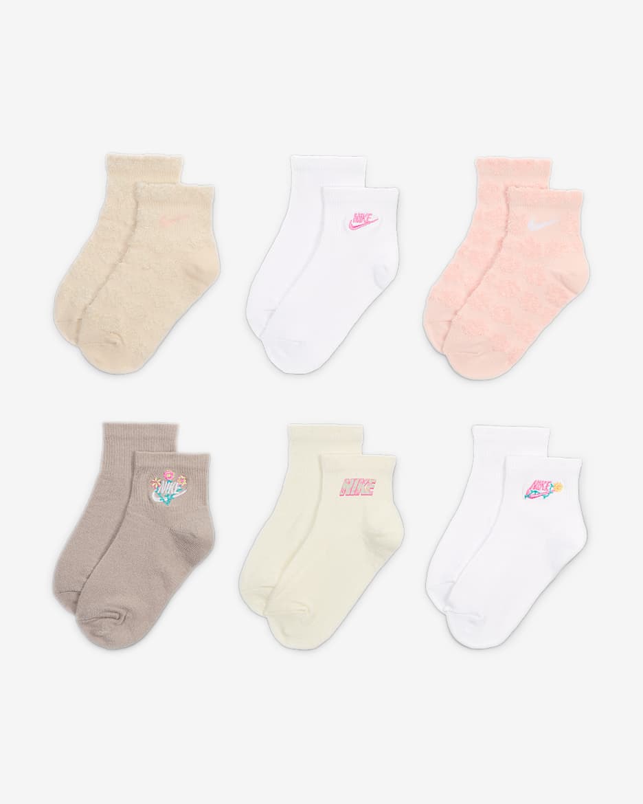 Calcetines al tobillo para niños talla pequeña (6 pares) Nike Flow-Ral - Marrón verdoso claro