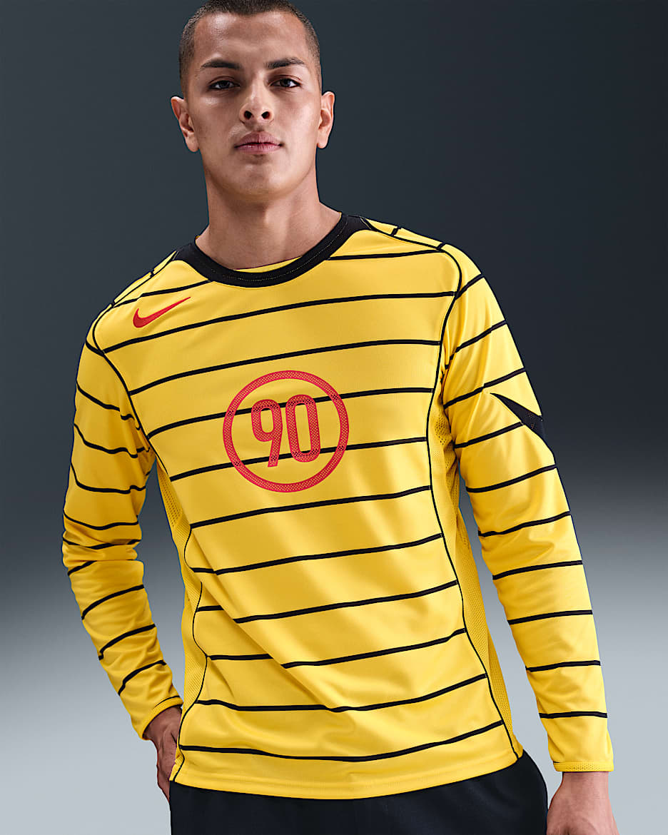 Nike Total 90 Men's Dri-FIT Long-Sleeve Soccer Top - Tour Yellow/Black/Black/Sport Red