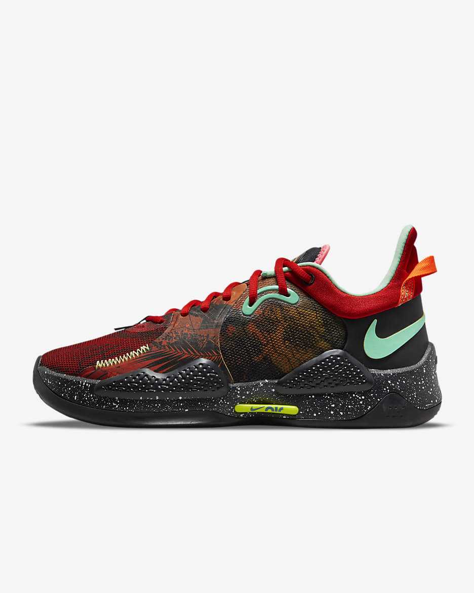 PG 5 EP Basketball Shoes - Black/University Red/Yellow Strike/Green Glow