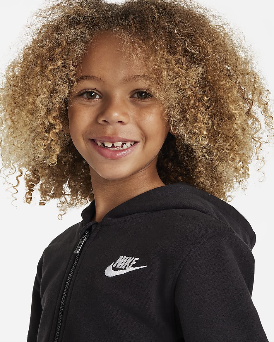 Conjunto de dos piezas de sudadera con gorro para niños talla pequeña Nike Full-Zip Club Set - Negro