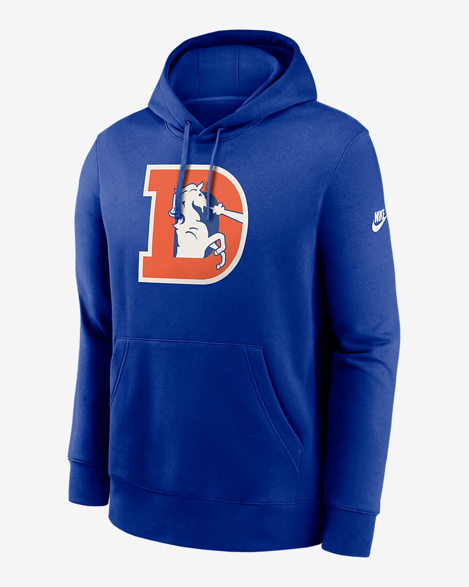 Denver Broncos Rewind Club Logo Men’s Nike NFL Pullover Hoodie - Royal