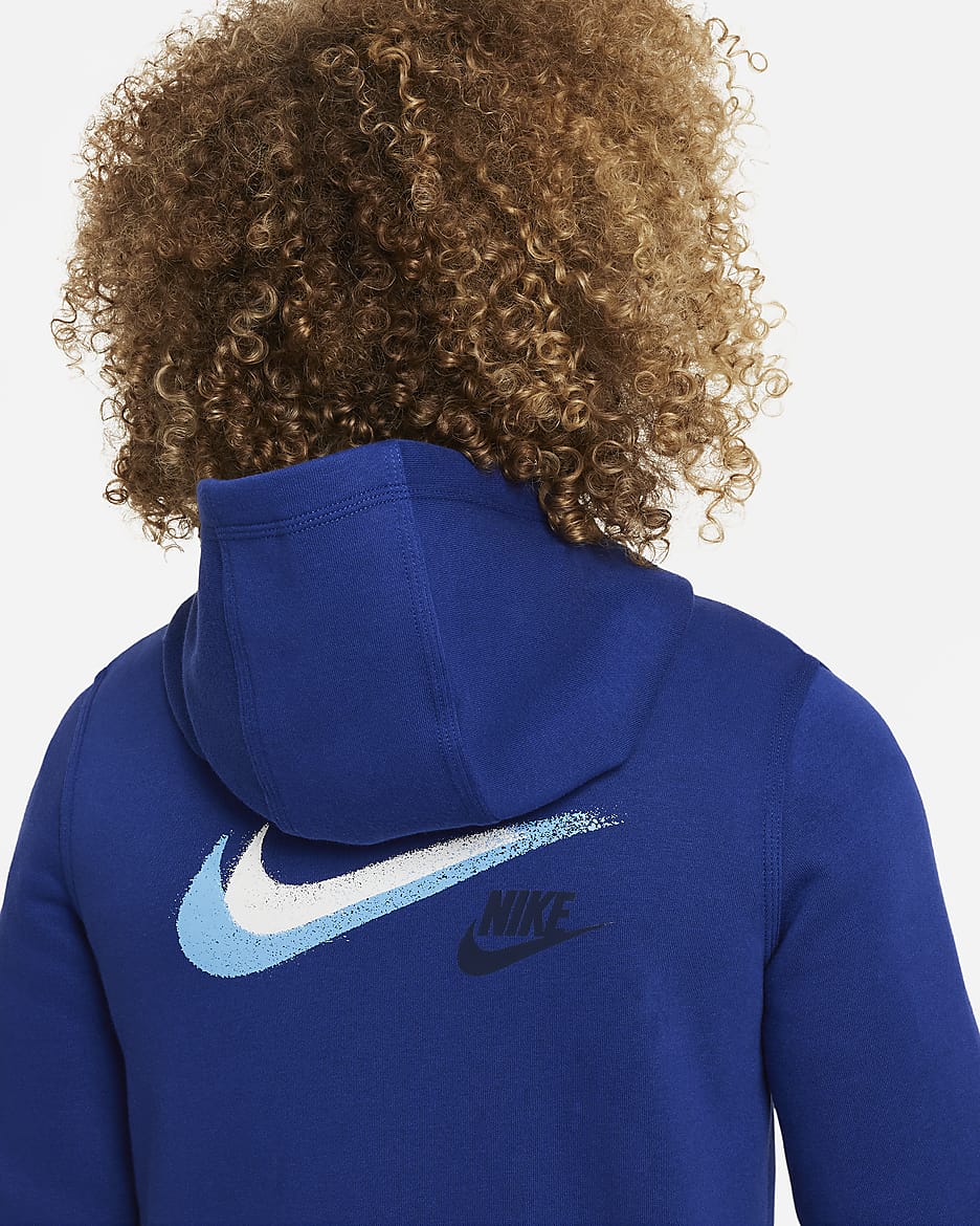 Nike Sportswear Older Kids' (Boys') Fleece Full-Zip Graphic Hoodie - Deep Royal Blue