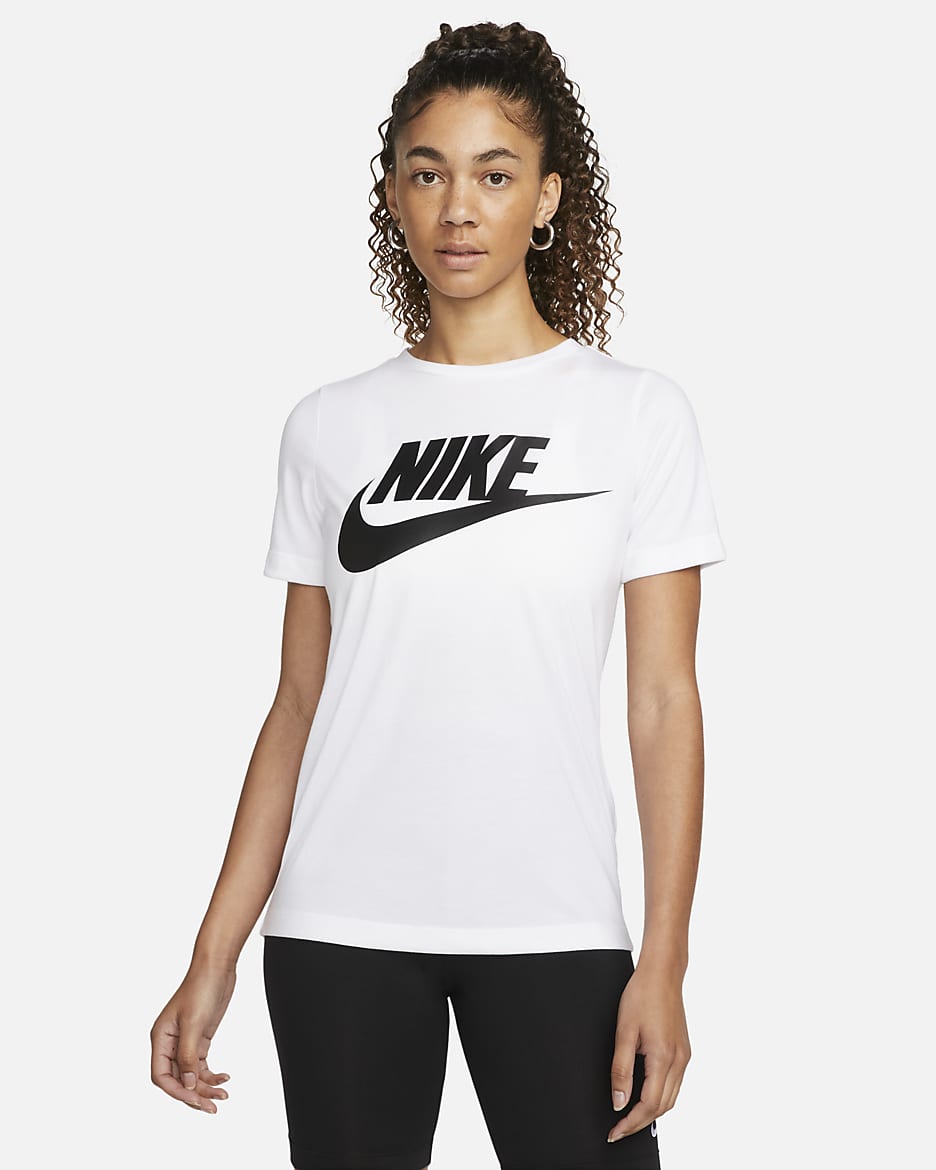 Haut à manches courtes avec logo Nike Sportswear Essential pour Femme - Blanc/Blanc/Noir