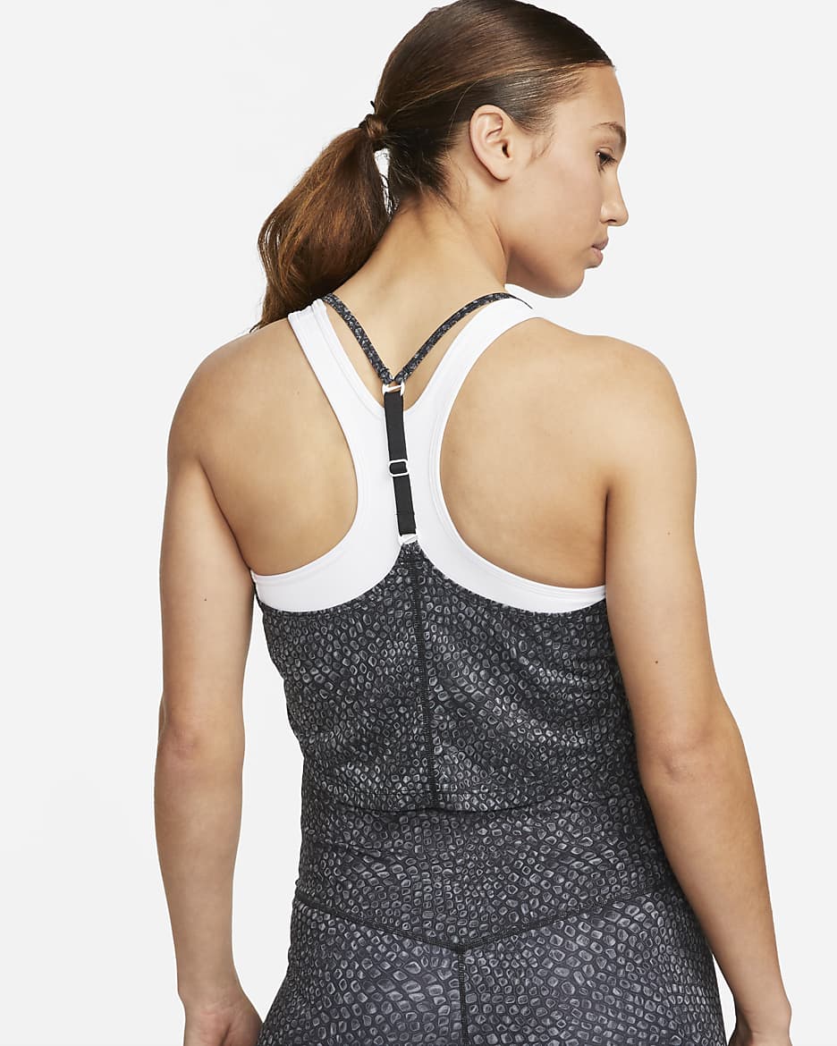 Nike Dri-FIT One kort singlet med trykk til dame - Svart/Hvit/Hvit