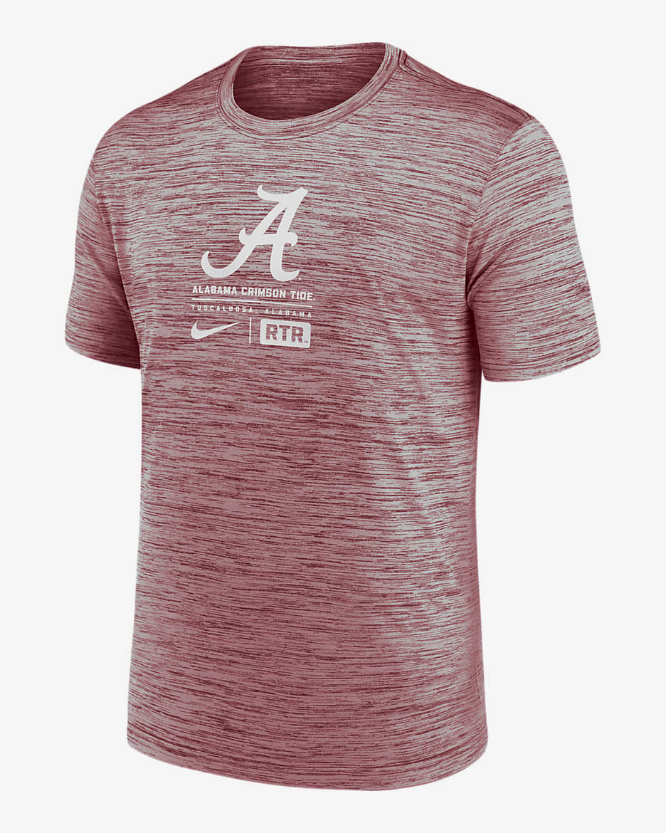 Playera universitaria Nike Dri-FIT para hombre Alabama Crimson Tide Campus Center Block Velocity - Carmesí
