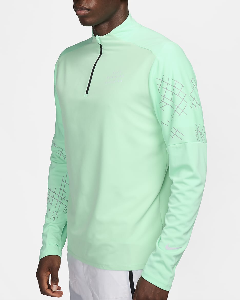 Nike Dri-FIT Run Division Flash løpeoverdel med glidelås i halsen til herre - Green Glow