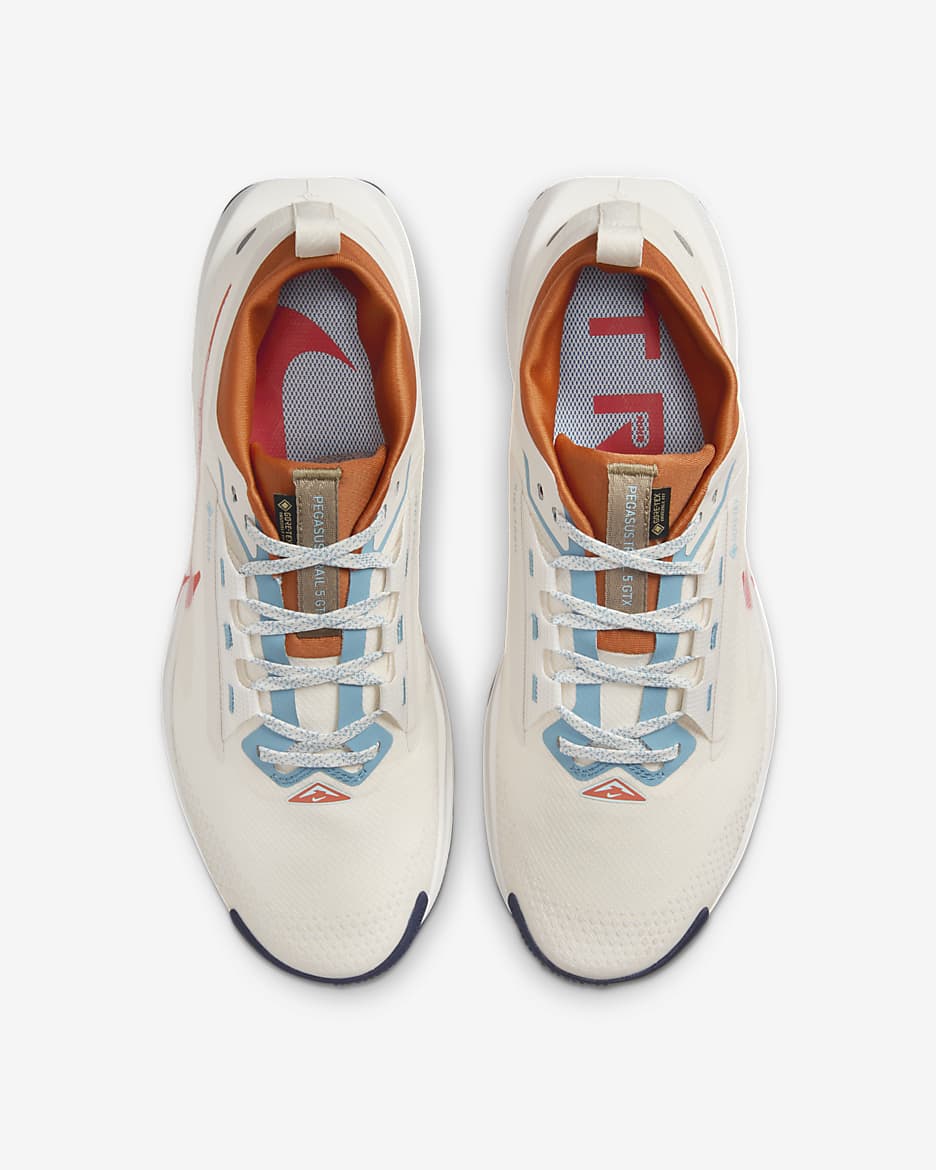 Nike Pegasus Trail 5 GORE-TEX Su Geçirmez Arazi Tipi Erkek Koşu Ayakkabısı - Phantom/Dark Russet/Denim Turquoise/Vintage Coral