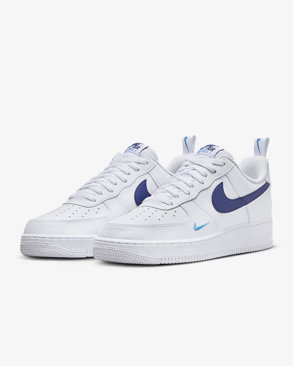 Nike Air Force 1 '07 男鞋 - 白色/Light Photo Blue/Deep Royal Blue