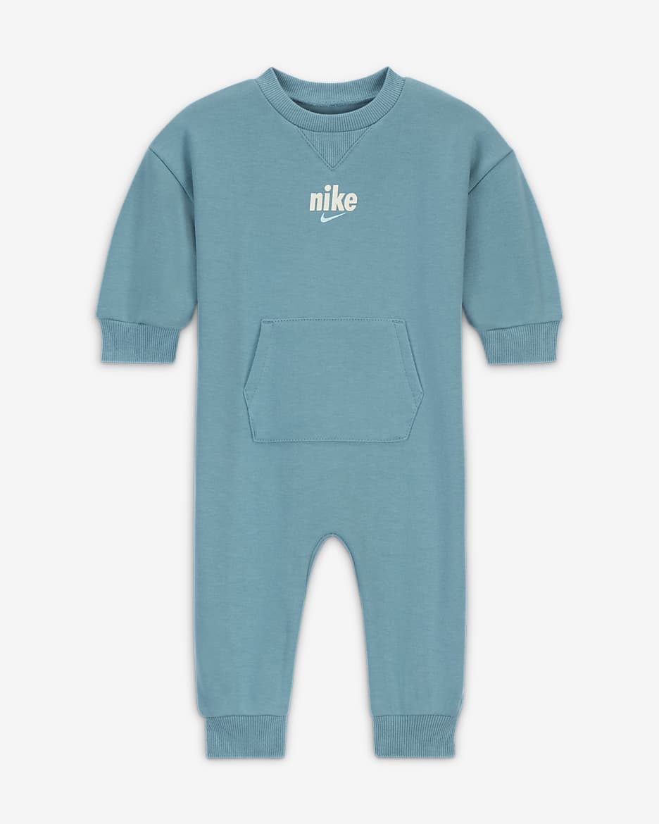 Nike Everyone From Day One Baby (0-9M) Crew Coverall - Denim Turquoise