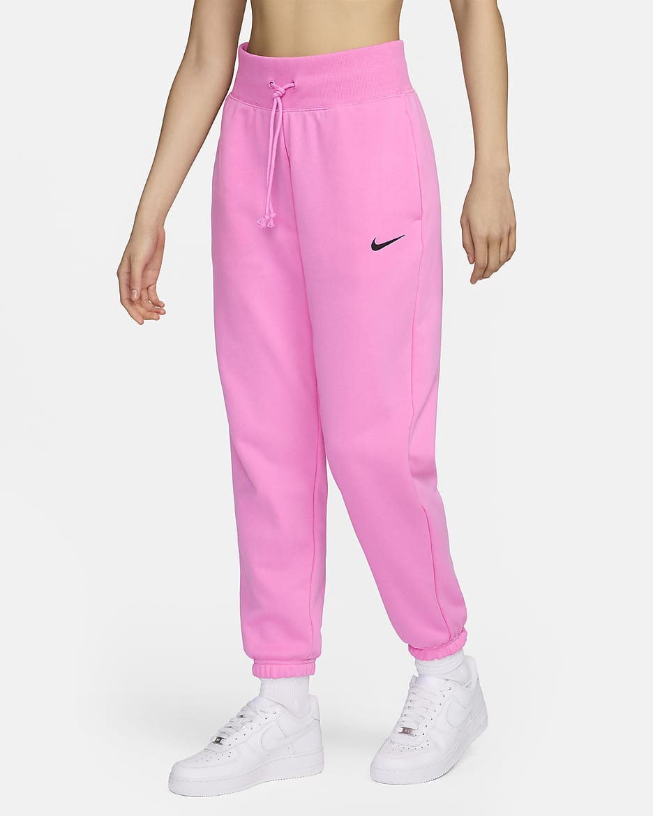 Nike Sportswear Phoenix Fleece Women's High-Waisted Oversized French Terry Sweatpants - Playful Pink/Black