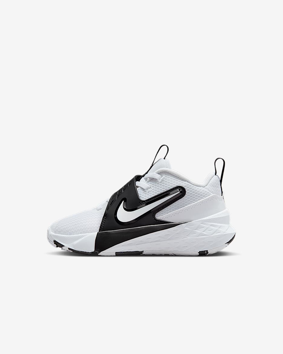 Nike Team Hustle D 12 Younger Kids' Shoes - White/Black/White