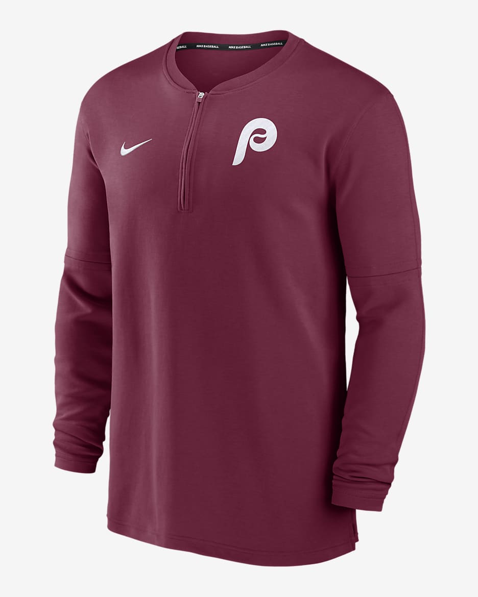 Philadelphia Phillies Authentic Collection Game Time Men's Nike Dri-FIT MLB 1/2-Zip Long-Sleeve Top - Maroon