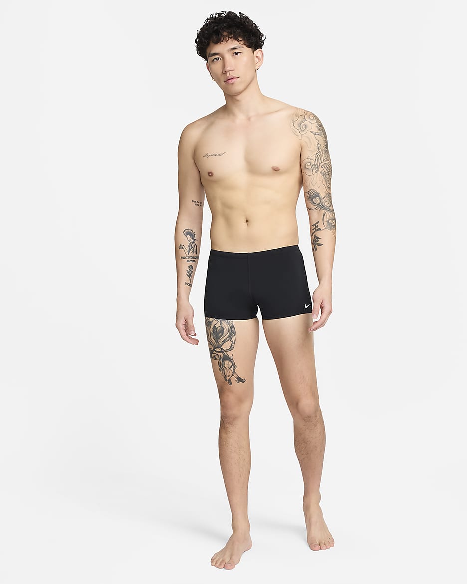 Traje de baño jammer de pierna cuadrada para hombre - Negro