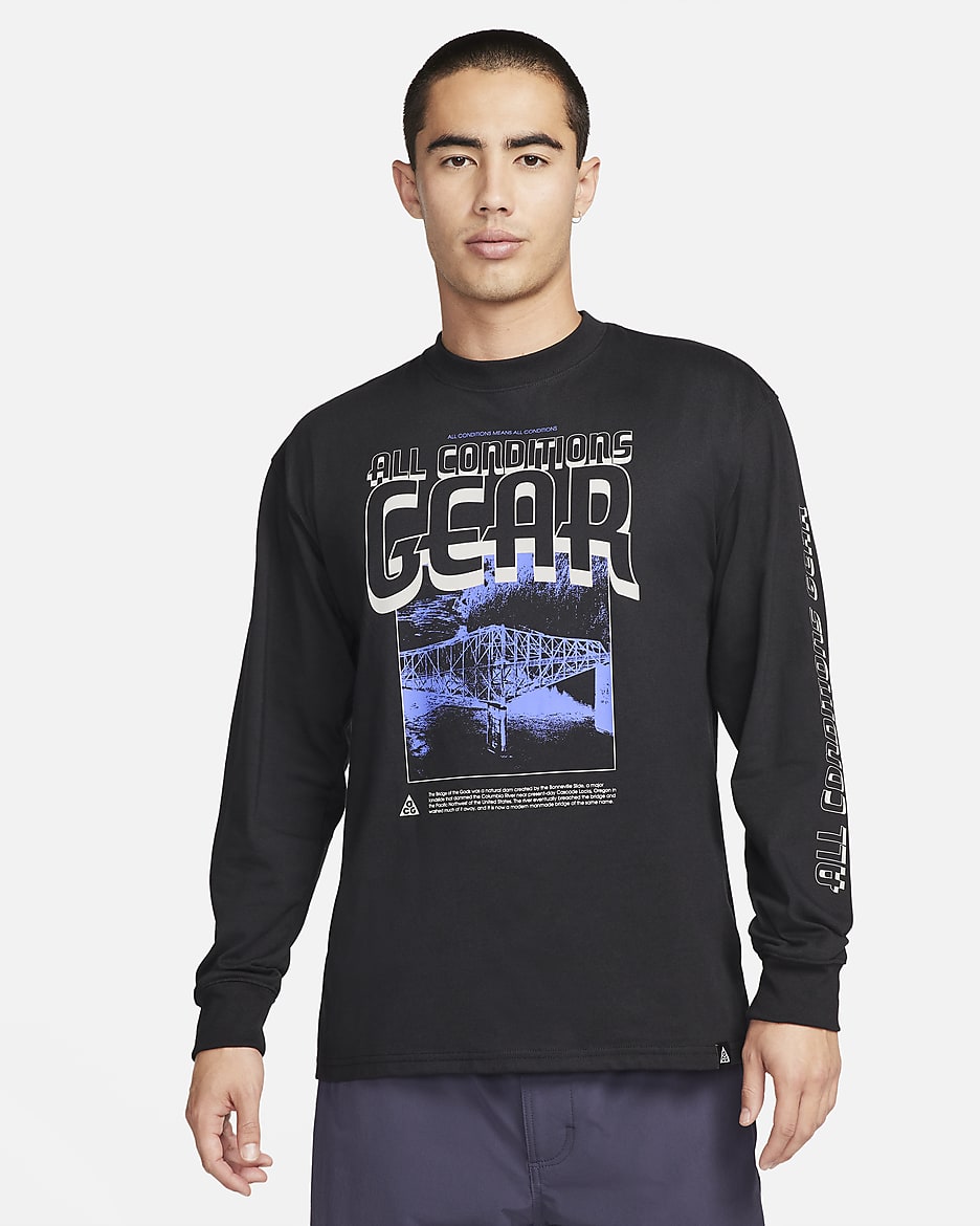 ナイキ ACG メンズ ロングスリーブ Tシャツ - ブラック