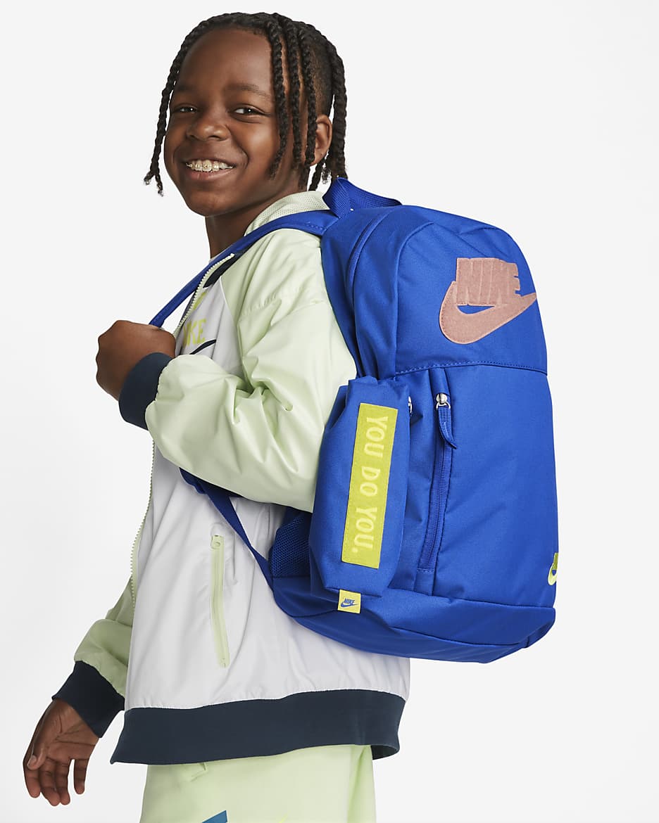 Nike Elemental Kids' Graphic Backpack (20L) - Game Royal/Game Royal/Opti Yellow