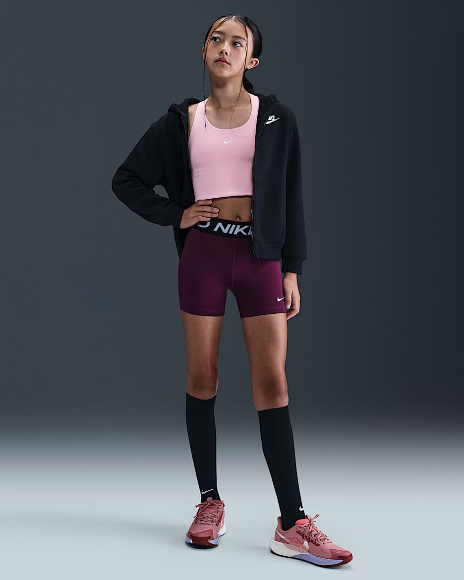 Nike Pro Girls' Shorts - Bordeaux/White