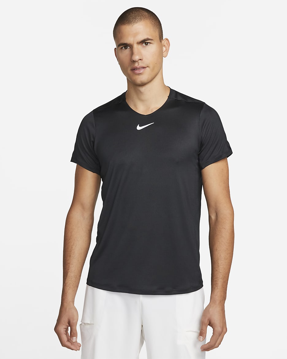 NikeCourt Dri-FIT Advantage Men's Tennis Top - Black/White