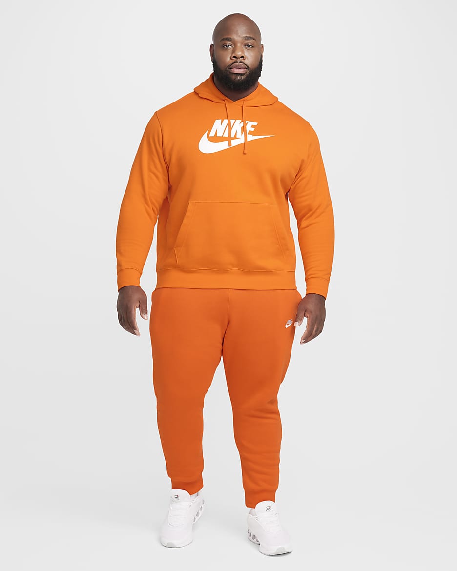 Nike Sportswear Club Fleece Men's Graphic Pullover Hoodie - Safety Orange/Safety Orange/White