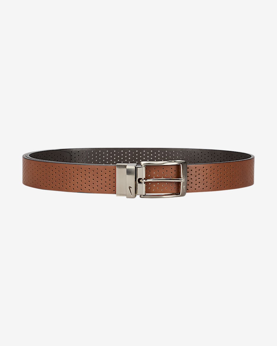 Cinturón reversible perforado para hombre Nike - Tostado/Beige
