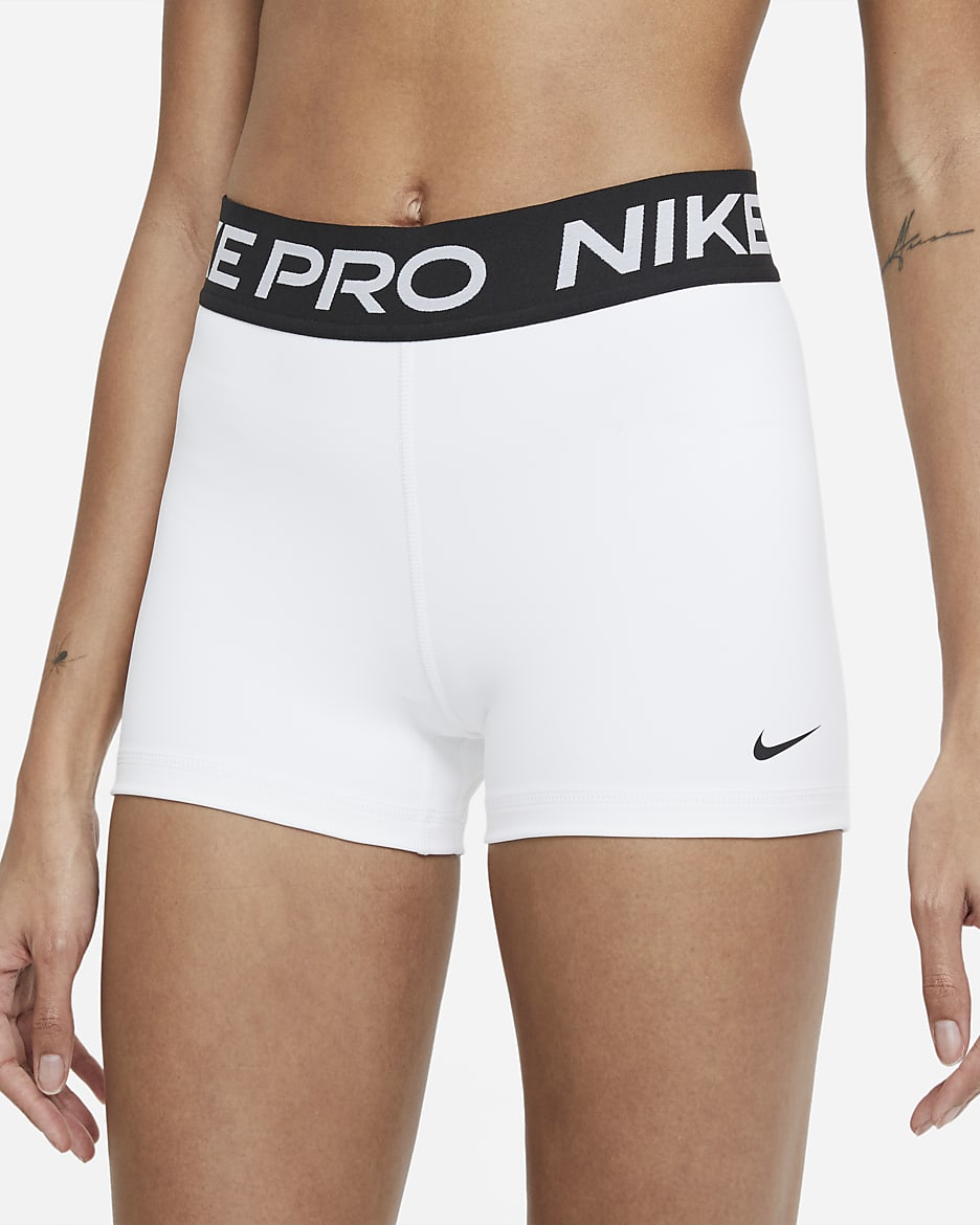Nike Pro Women's 3" Shorts - White/Black/Black