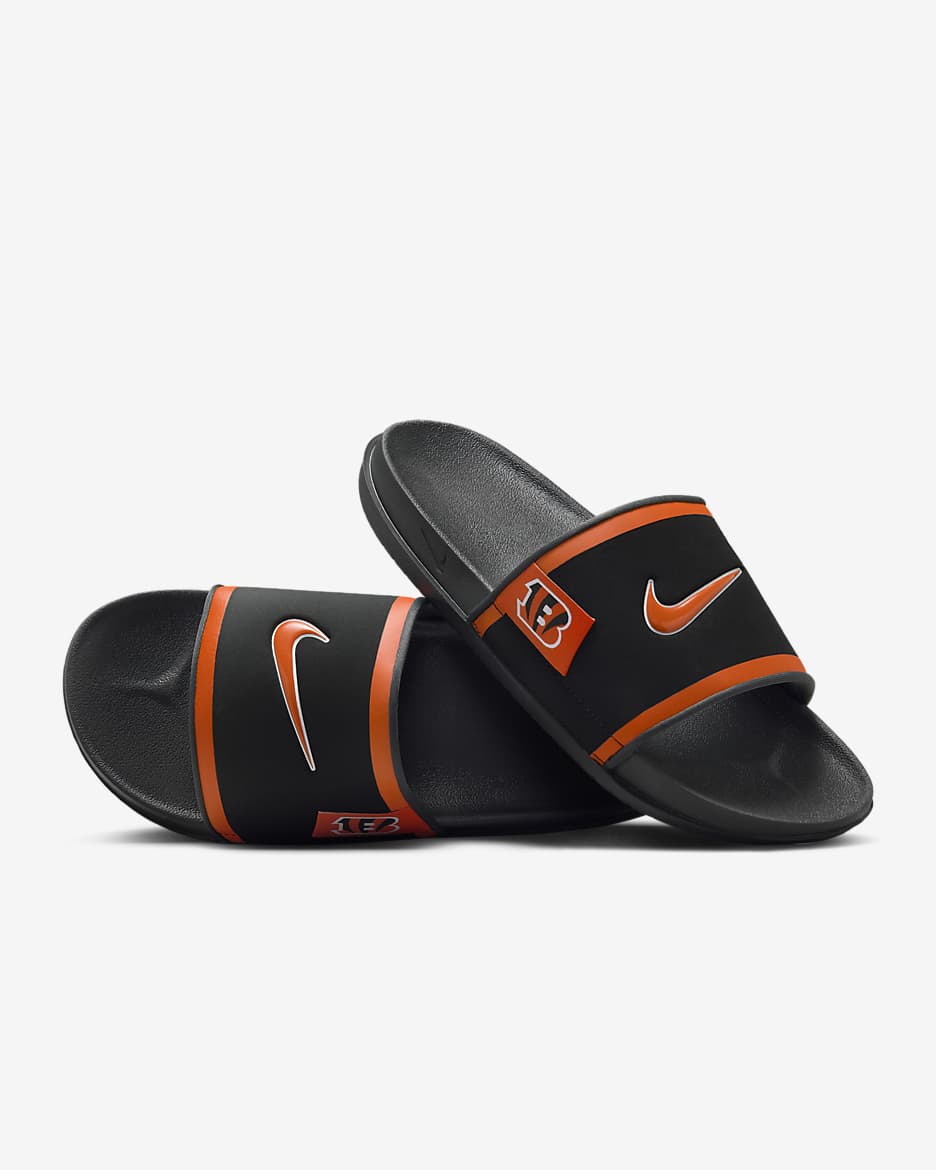 Chanclas Offcourt Nike Offcourt (Cincinnati Bengals) - Negro/Gris humo oscuro/Naranja universitario