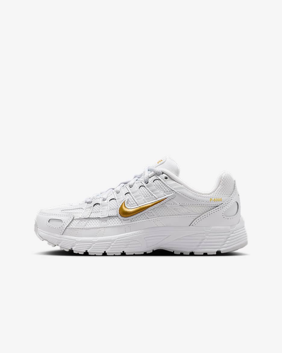 Nike P-6000 Older Kids' Shoes - White/Pure Platinum/Metallic Gold