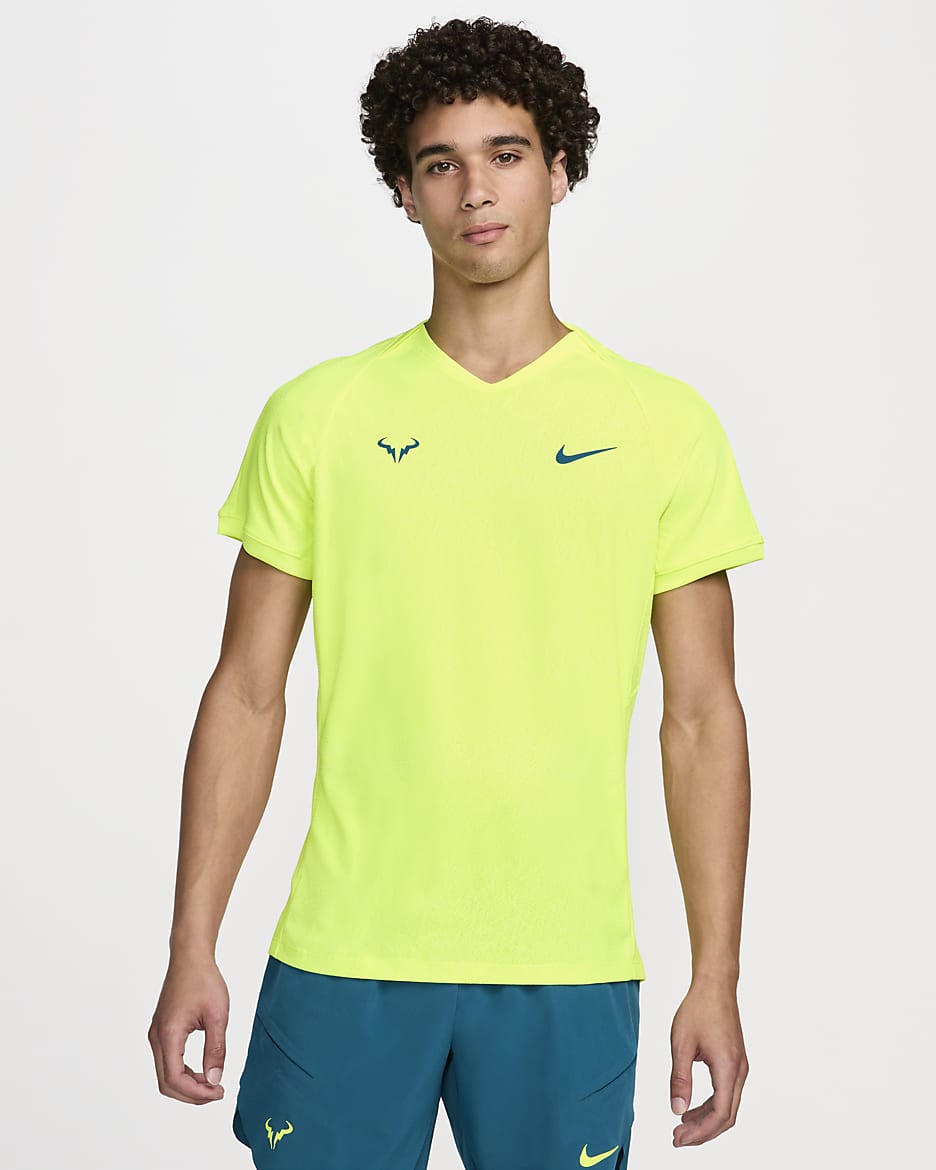 Rafa Camiseta de tenis de manga corta Dri-FIT ADV - Hombre - Volt/Geode Teal