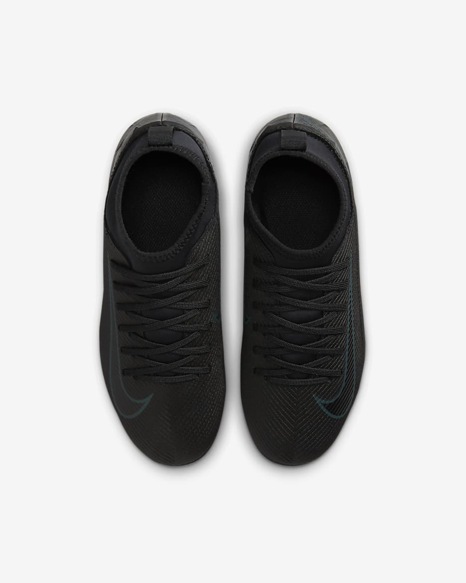 Tacos de fútbol MG de corte high para niños de preescolar y grandes Nike Jr. Mercurial Superfly 10 Club - Negro/Jungla intenso/Negro