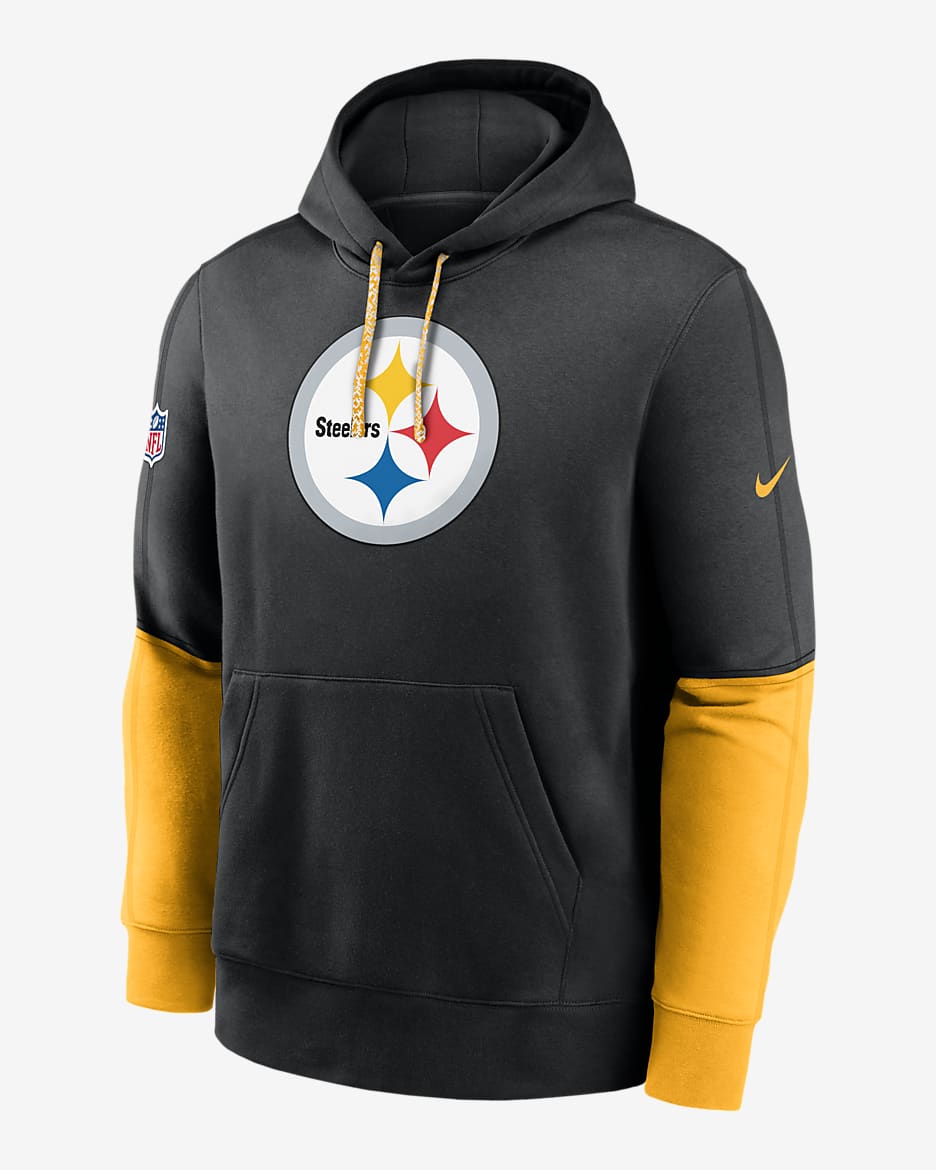 Pittsburgh Steelers Sideline Team Issue Club Men's Nike NFL Pullover Hoodie - Black