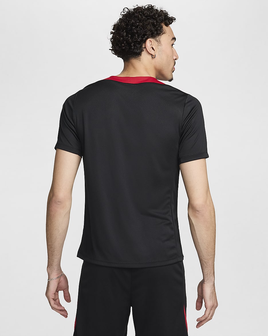 Liverpool F.C. Strike Men's Nike Dri-FIT Football Short-Sleeve Knit Top - Black/Black/Gym Red/Light Orewood Brown