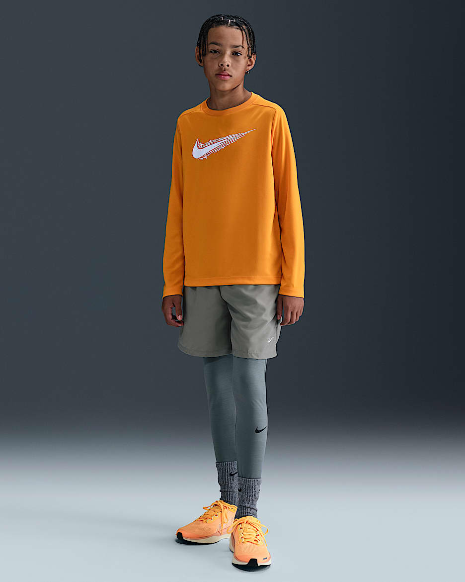 Nike Pro Big Kids' (Boys') Dri-FIT Tights - Smoke Grey/Black