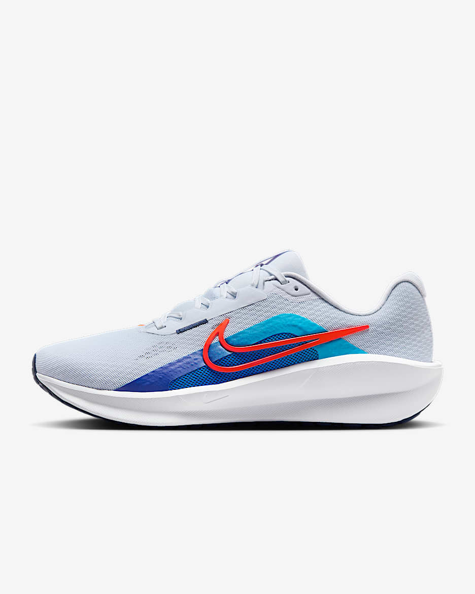 Nike Downshifter 13 Men's Road Running Shoes - Football Grey/Deep Night/Blue Lightning/Bright Crimson