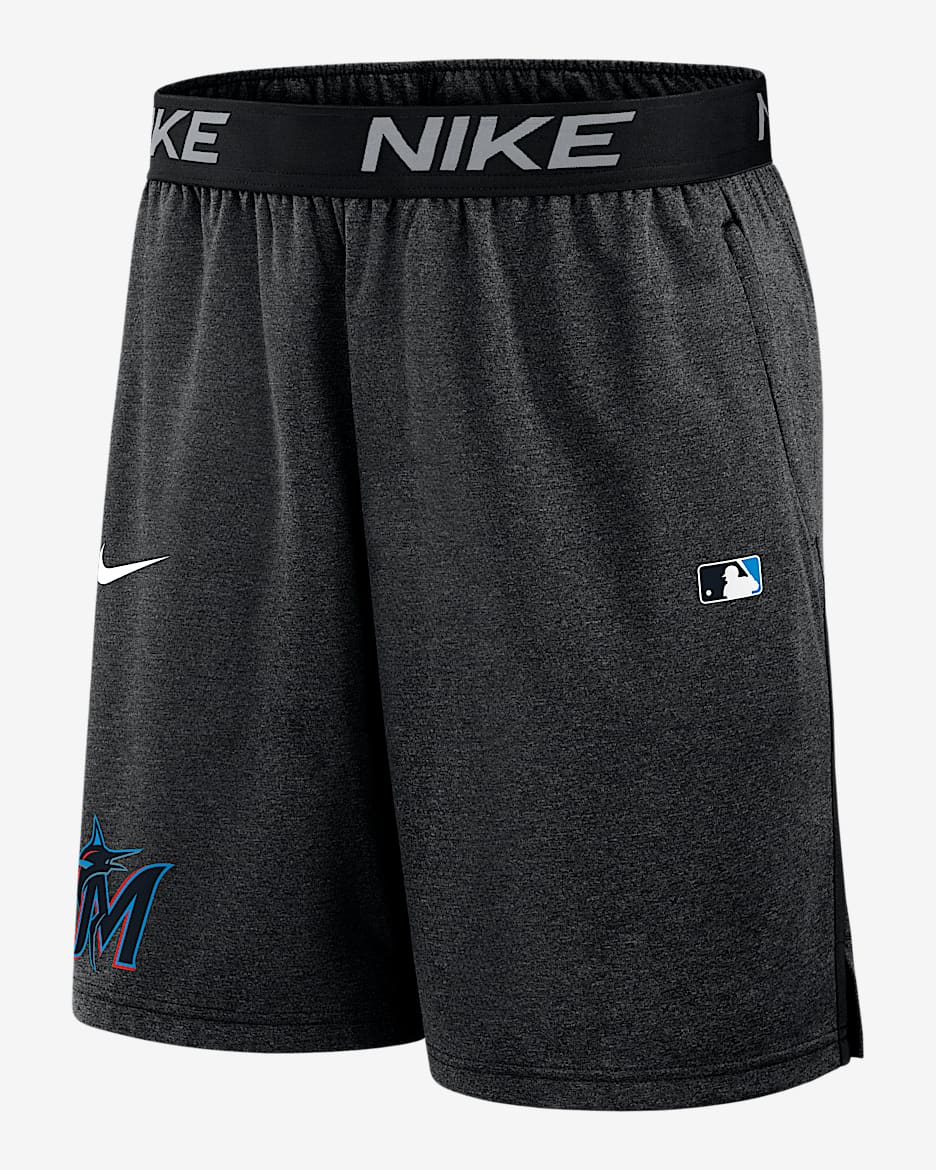 Shorts Nike Dri-FIT de la MLB para hombre Miami Marlins Authentic Collection - Negro